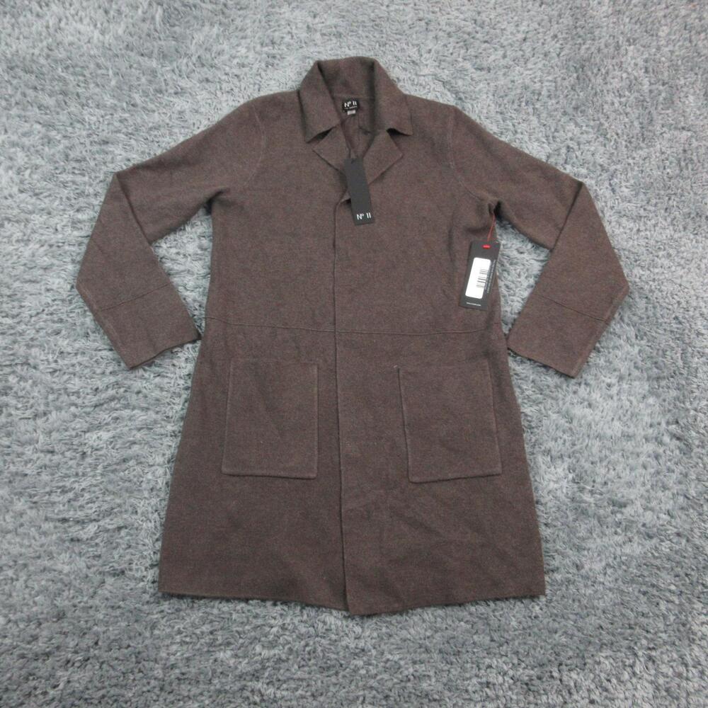 No 11 Los Angeles Cardigan Sweater Womens Small Brown Long Knit Open Front NWT